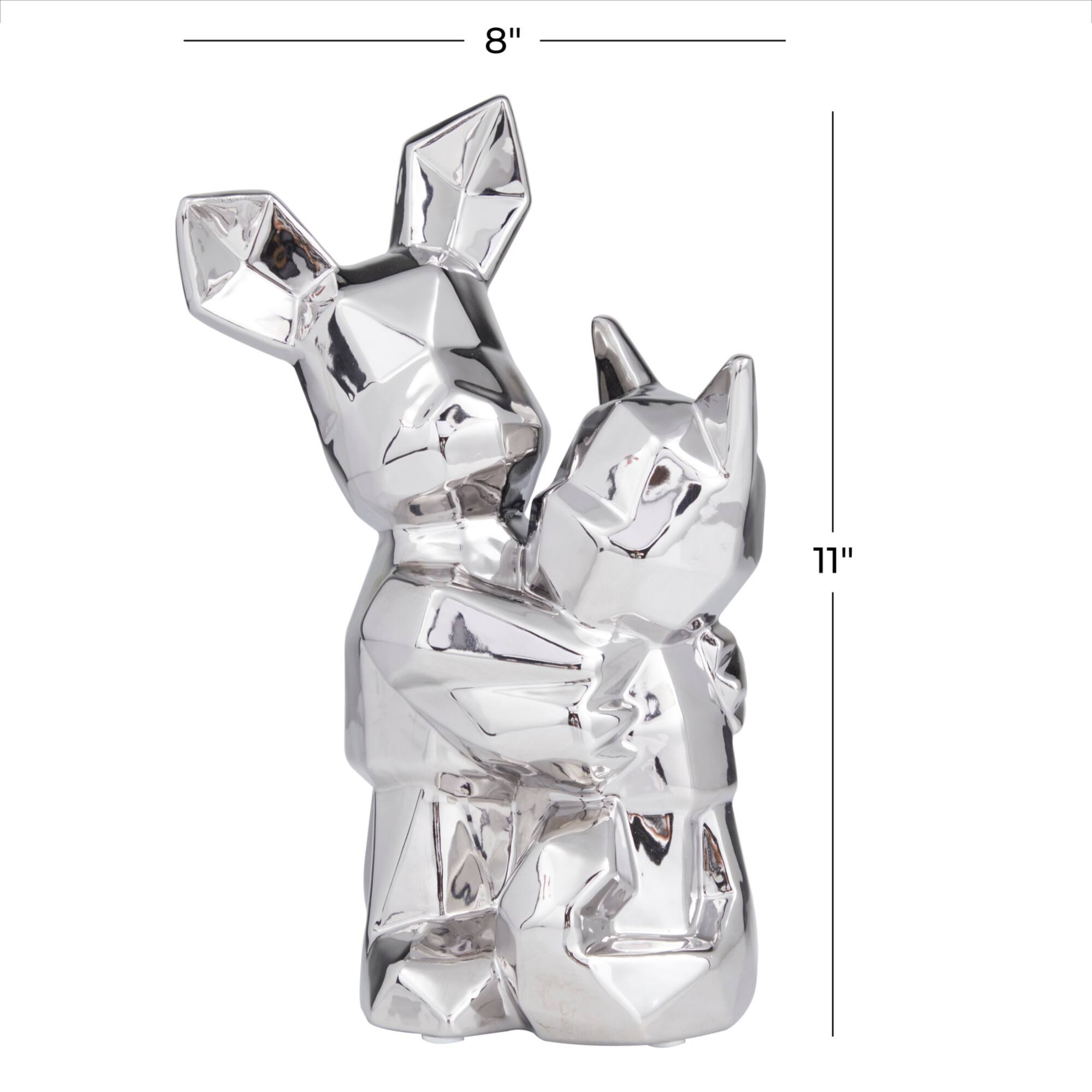 CosmoLiving by Cosmopolitan Silver Porcelain Contemporary Sculpture, 12" x 8" x 5"